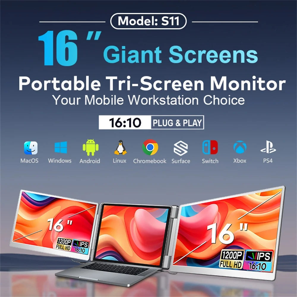 Monitor Portátil Gaming Visture | FHD IPS | 14"/15.6"/16" | Dual/Triple Pantalla | Extensor Laptop