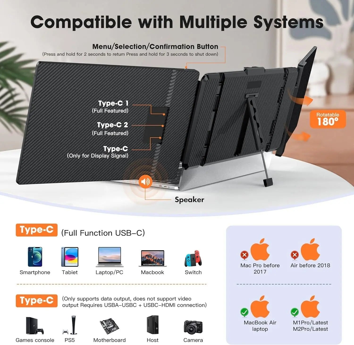 Monitor Portátil S2 14" | 1080P FHD | Triple/Dual | USB-C Plug & Play | Extensor Laptop
