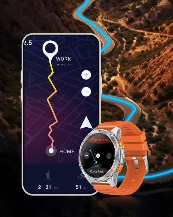 Smartwatch K67A | AMOLED 1.43" | GPS, IP68, Linterna | Llamadas BT | Negro/Naranja