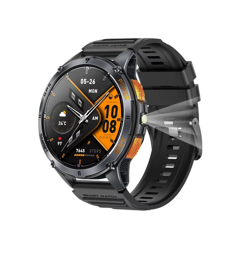 Smartwatch K67A | AMOLED 1.43" | GPS, IP68, Linterna | Llamadas BT | Negro/Naranja