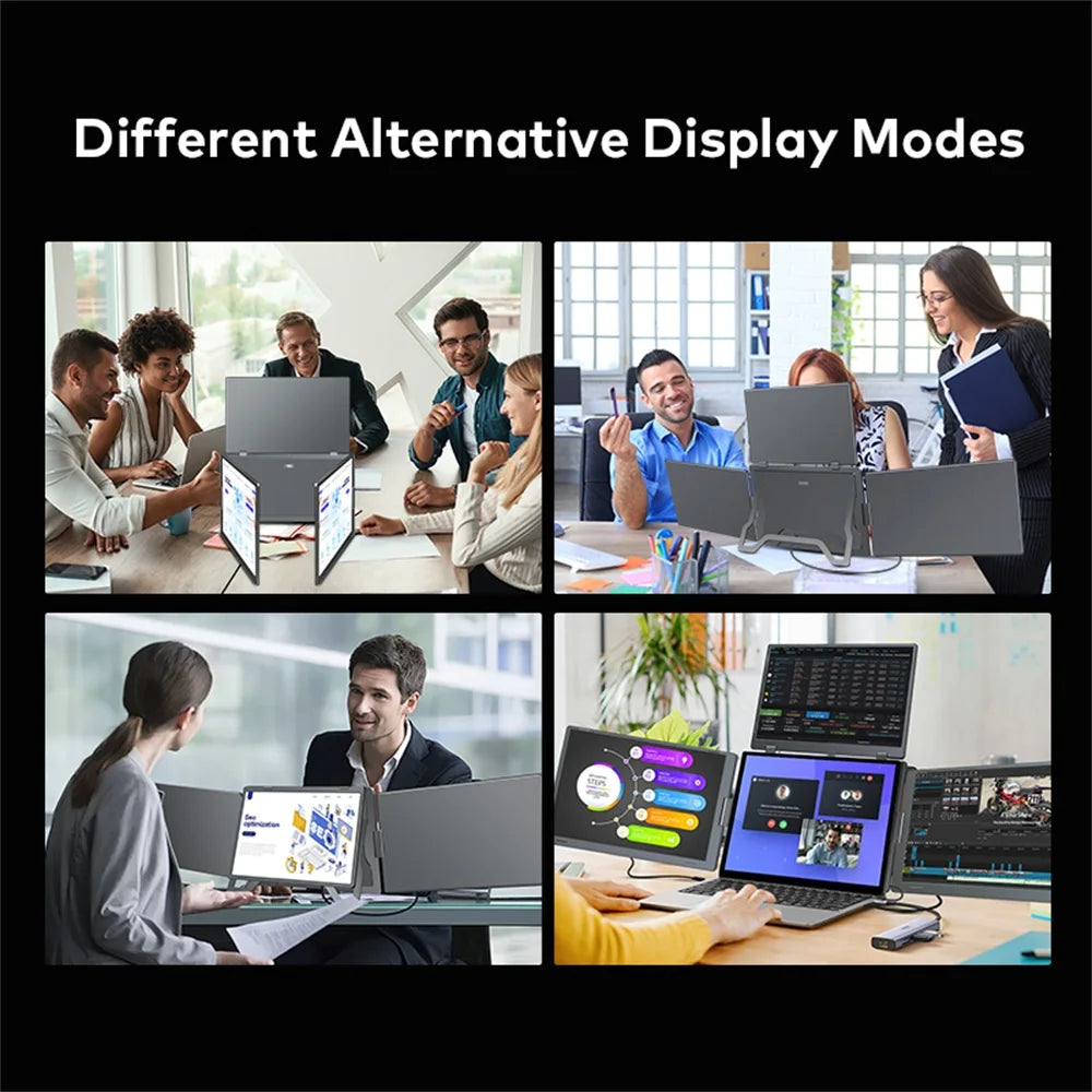 Monitor Portátil Triple Pantalla FHD | 14"/15.6"/16" | 1 Cable | Extensor Laptop