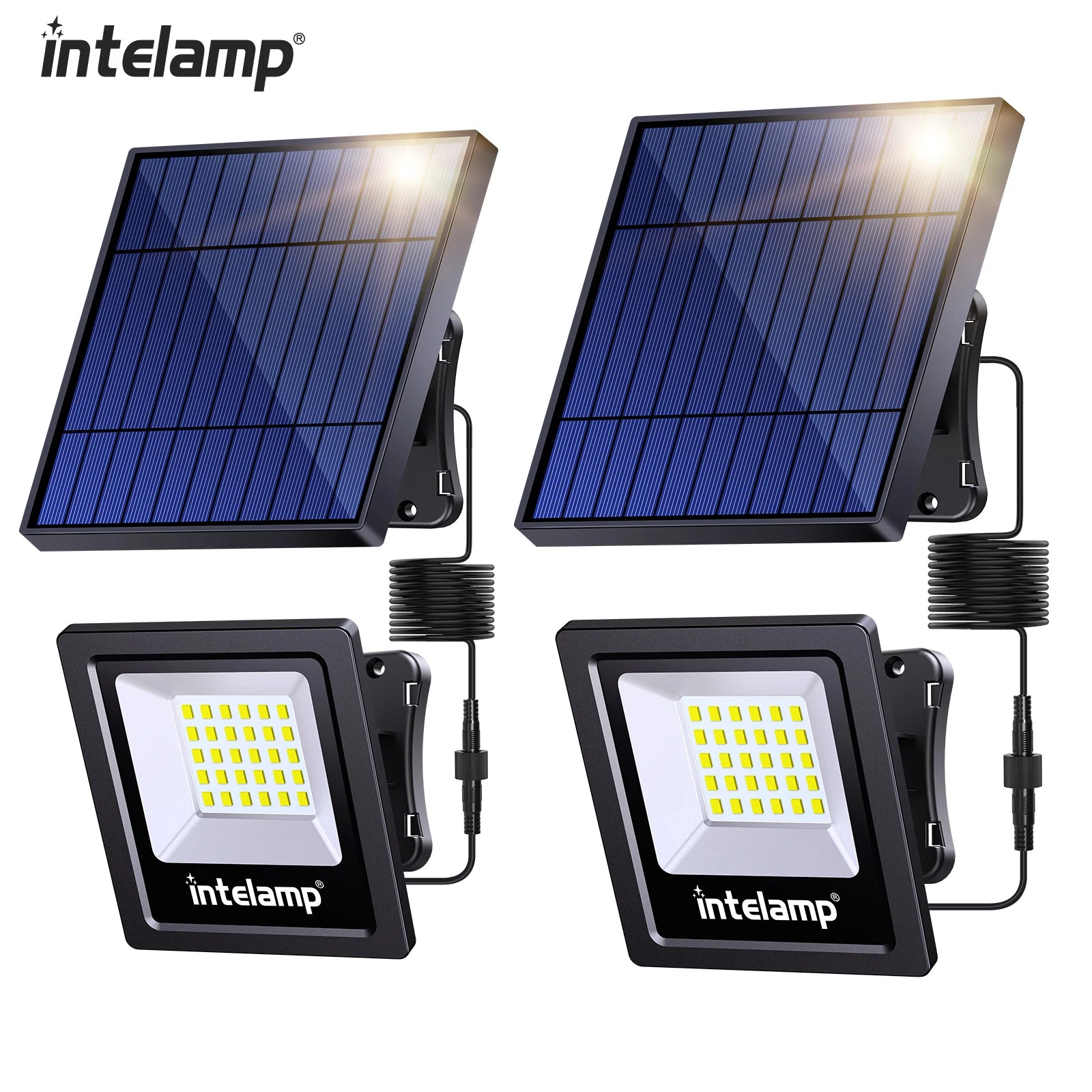 Pack 2 Luces Solares Exterior | IP65 Impermeable | Super Brillante | Jardín y Seguridad