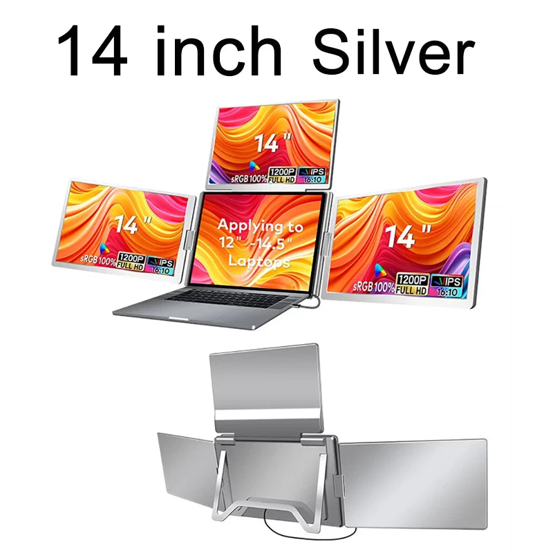 Monitor Portátil Triple Pantalla FHD | 14"/15.6"/16" | 1 Cable | Extensor Laptop