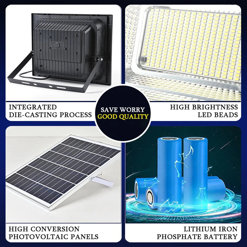 Foco LED Solar Exterior | IP67 | Mando a Distancia | 50W-500W | Jardín y Patio