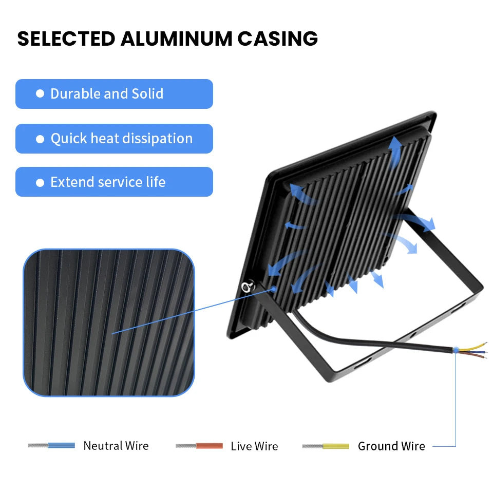 Foco LED Reflector Exterior | 10W-150W | AC 220V | IP66 | Jardín y Calle | Blanco Frío/Cálido