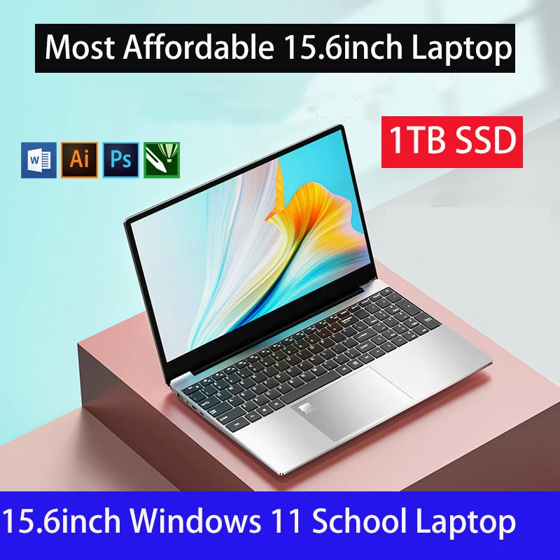 Laptop 15.6" | Intel N4000 | 8GB RAM | 128GB-1TB SSD | Teclado Retroiluminado | Windows 11 Pro