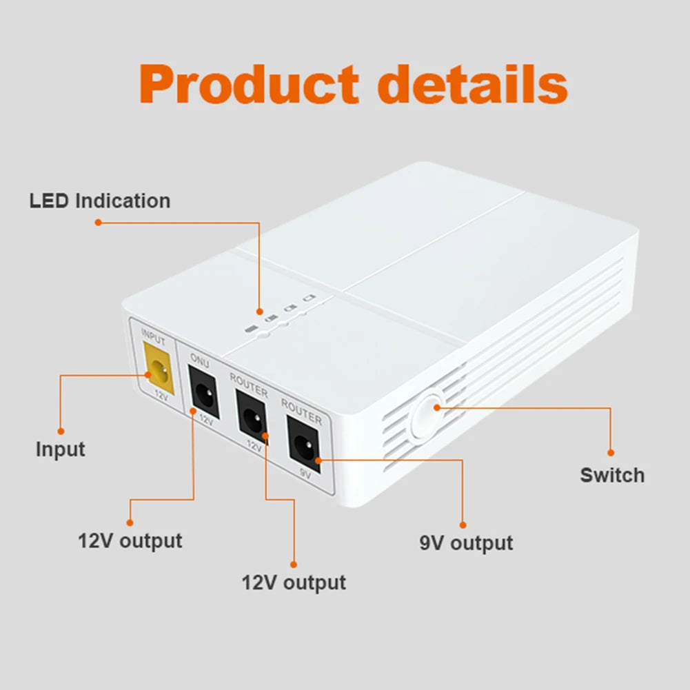 UPS Mini 7800mAh | SAI para Router y Módem Fibra | Salidas 9V/12V | 6h Autonomía