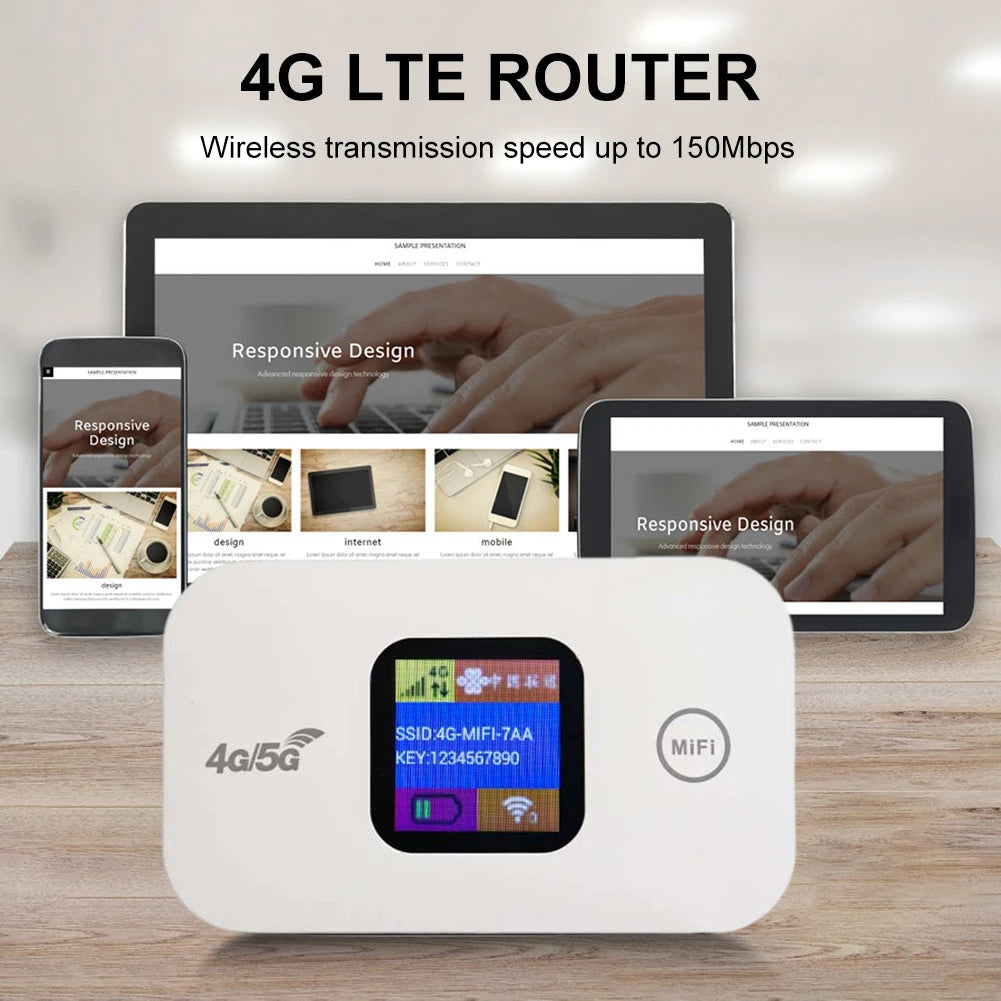 Router Móvil 4G/5G Portátil | SIM | 150Mbps | Hasta 16 Usuarios | Batería 3650mAh | Hotspot