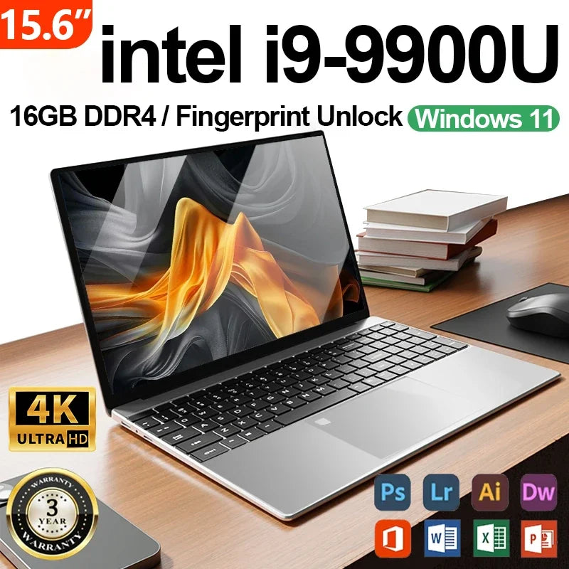 Laptop 15.6" Intel Core i9 9900U | 16GB RAM | 256GB-2TB SSD | Pantalla 4K | Windows 11