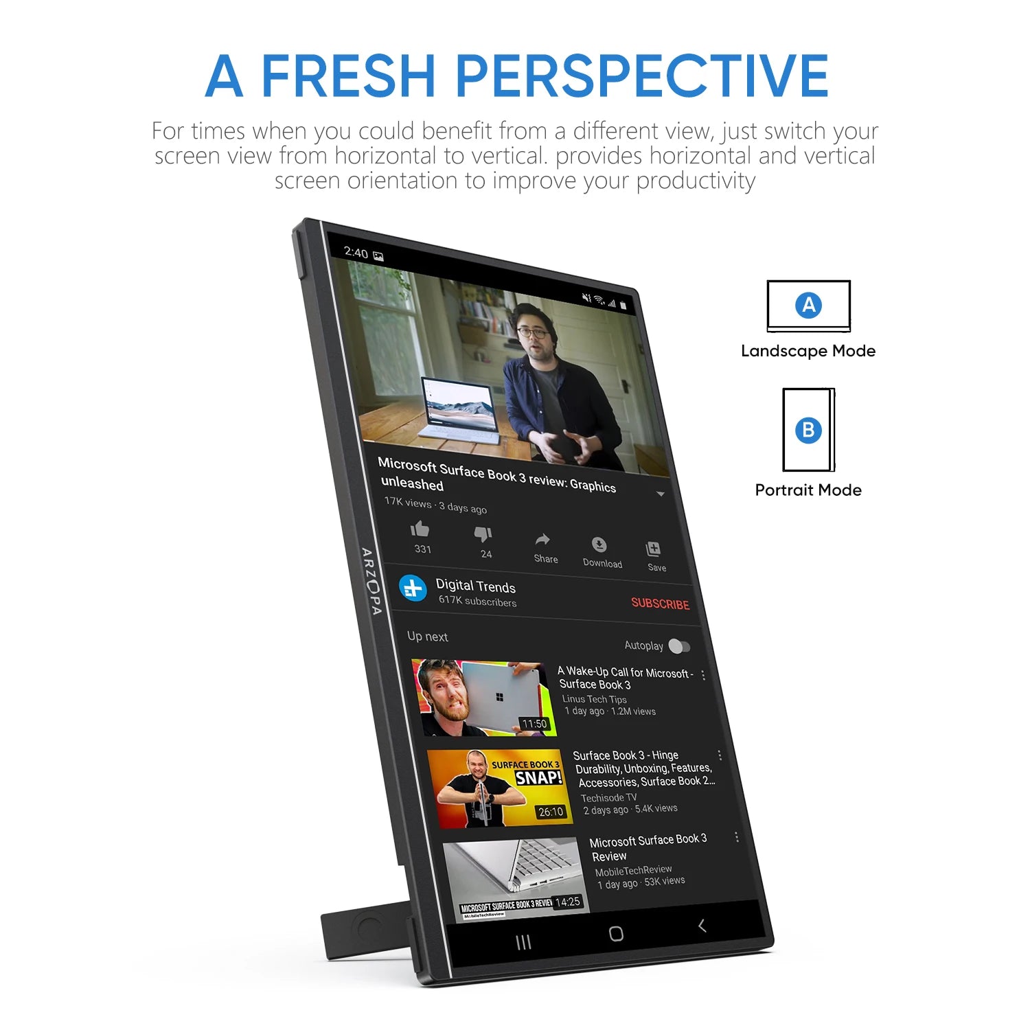 Monitor Portátil ARZOPA A1S 14" | 1080P FHD IPS | USB-C & HDMI | Mac/PC/Switch/PS/Xbox