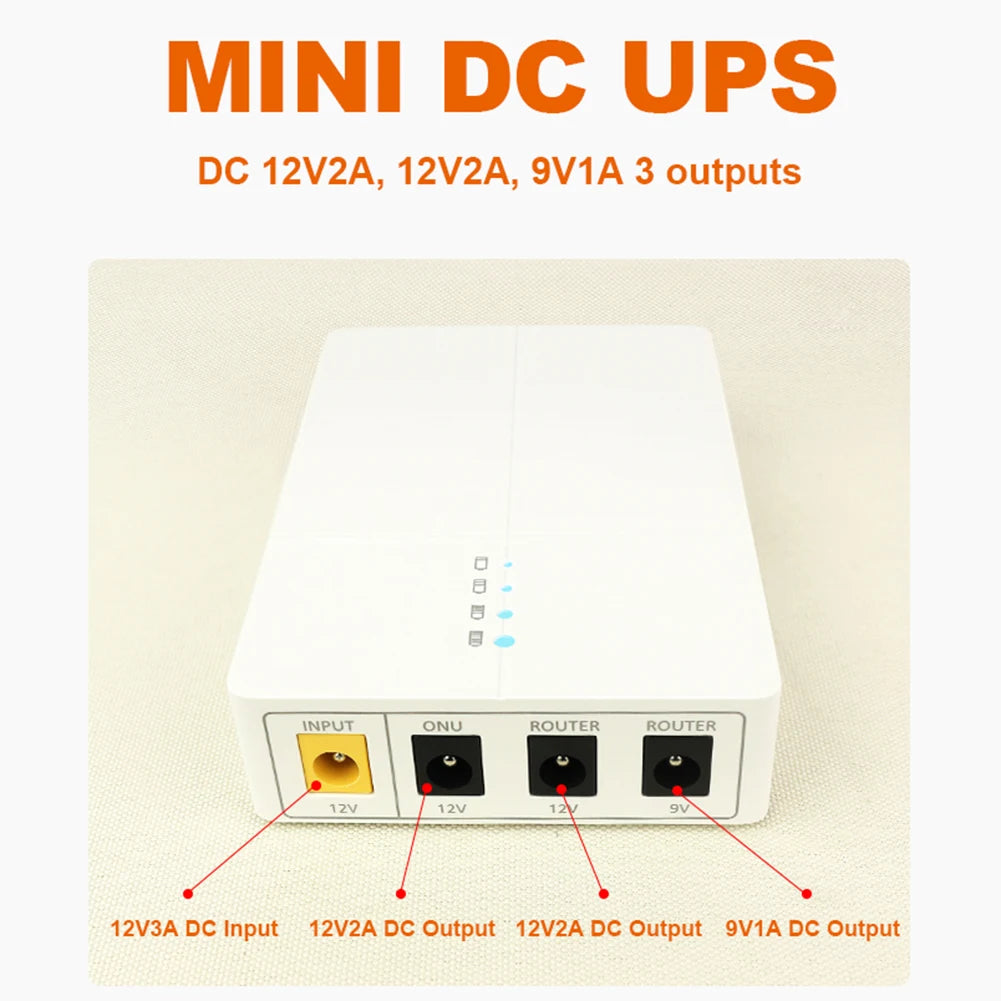 UPS Mini 7800mAh | SAI para Router y Módem Fibra | Salidas 9V/12V | 6h Autonomía